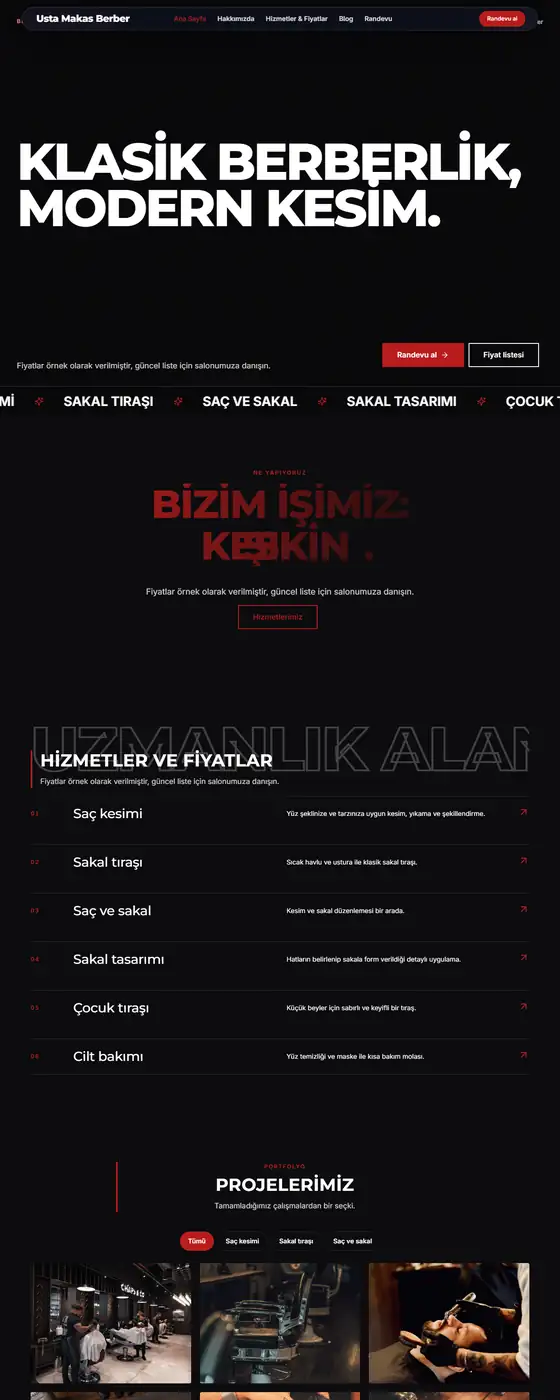 Usta Makas Berber demo ekran görüntüsü
