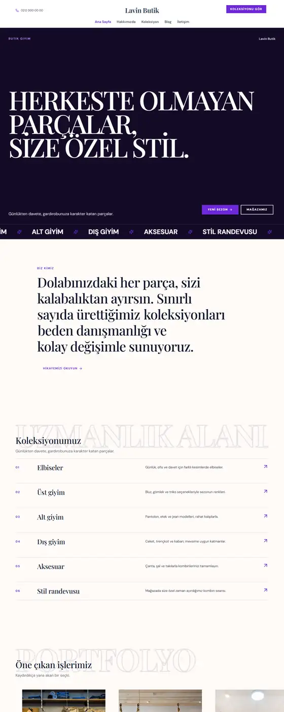 Lavin Butik demo ekran görüntüsü