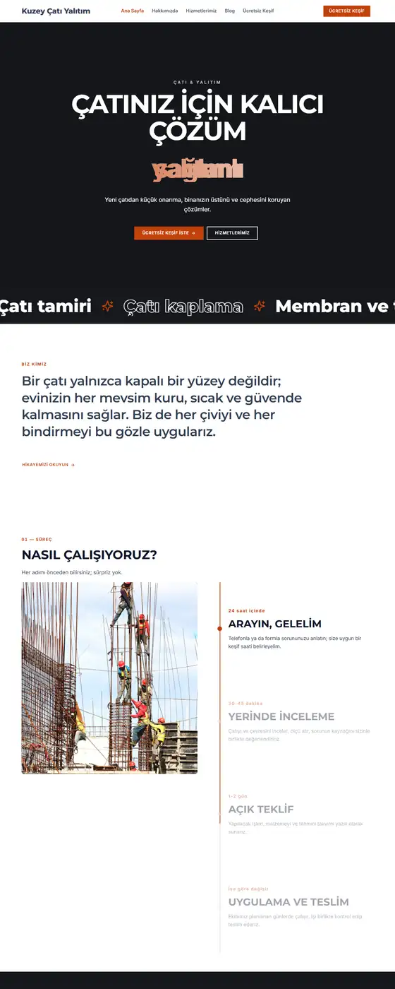 Kuzey Çatı Yalıtım demo ekran görüntüsü
