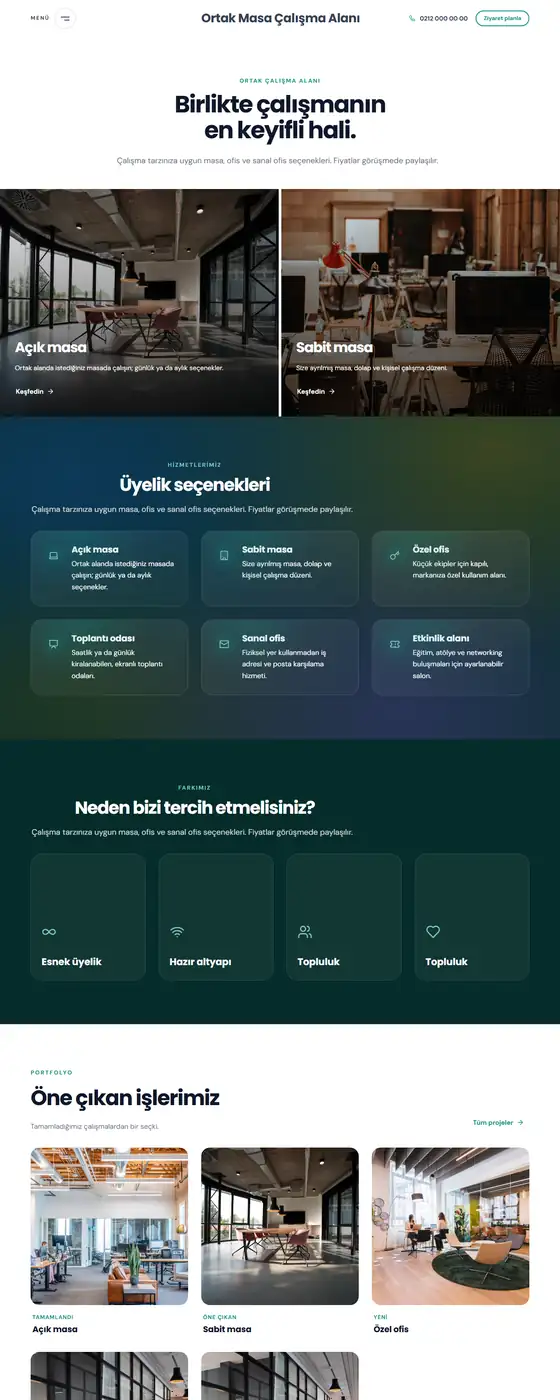 Ortak Masa Çalışma Alanı demo ekran görüntüsü