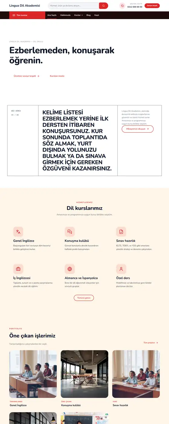 Lingua Dil Akademisi demo ekran görüntüsü