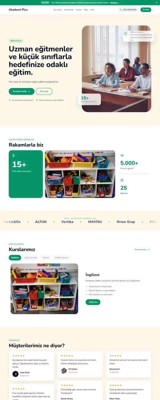 Akademi Plus demo ekran görüntüsü
