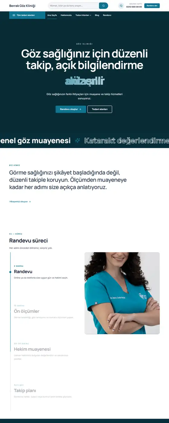 Berrak Göz Kliniği demo ekran görüntüsü