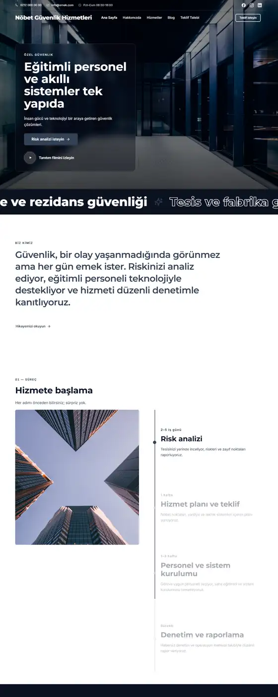 Nöbet Güvenlik Hizmetleri demo ekran görüntüsü