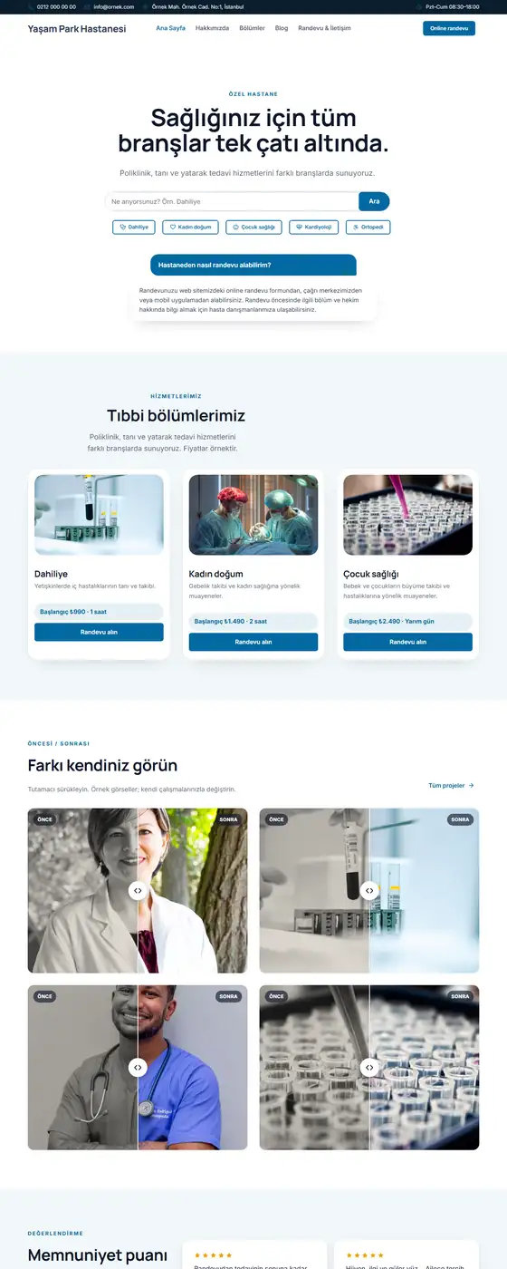 Yaşam Park Hastanesi demo ekran görüntüsü