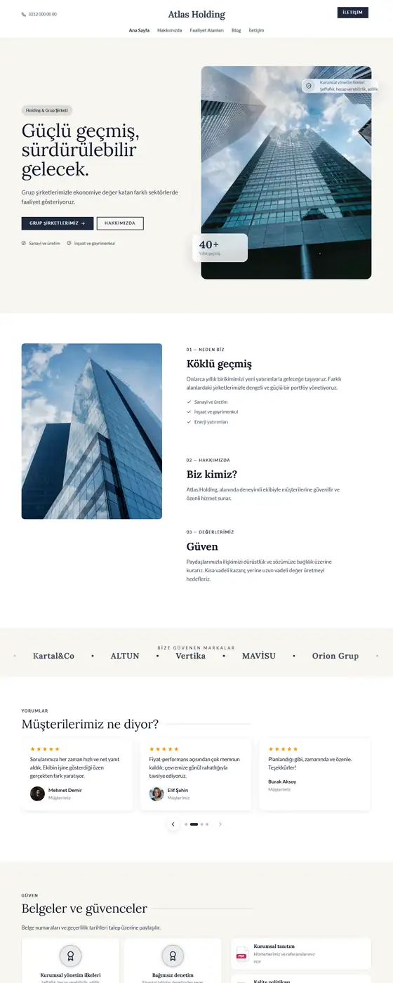 Atlas Holding demo ekran görüntüsü