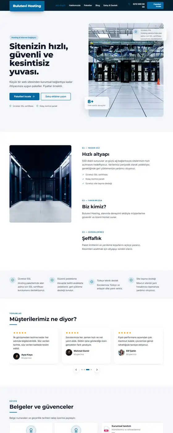 Bulutevi Hosting demo ekran görüntüsü