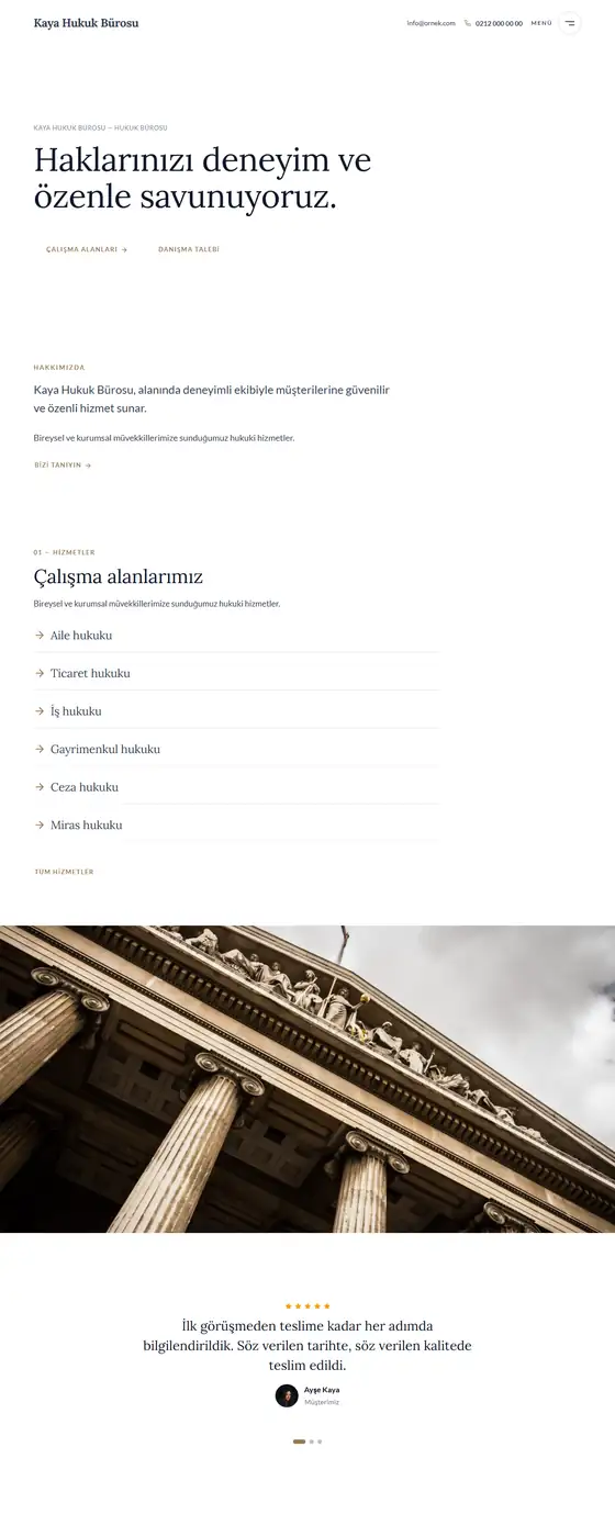Kaya Hukuk Bürosu demo ekran görüntüsü