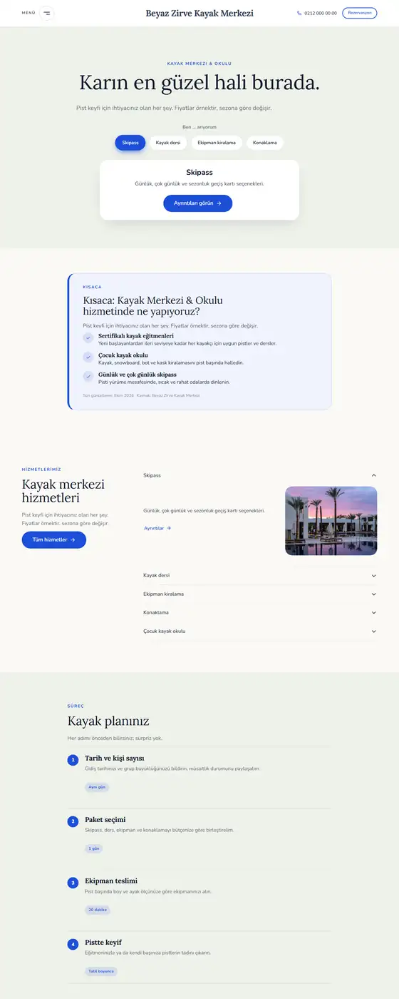 Beyaz Zirve Kayak Merkezi demo ekran görüntüsü