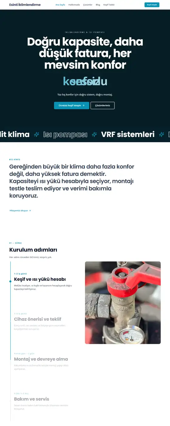 Esinti İklimlendirme demo ekran görüntüsü