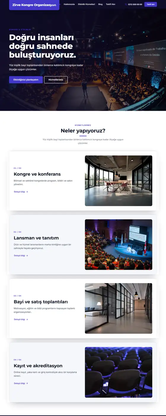 Zirve Kongre Organizasyon demo ekran görüntüsü