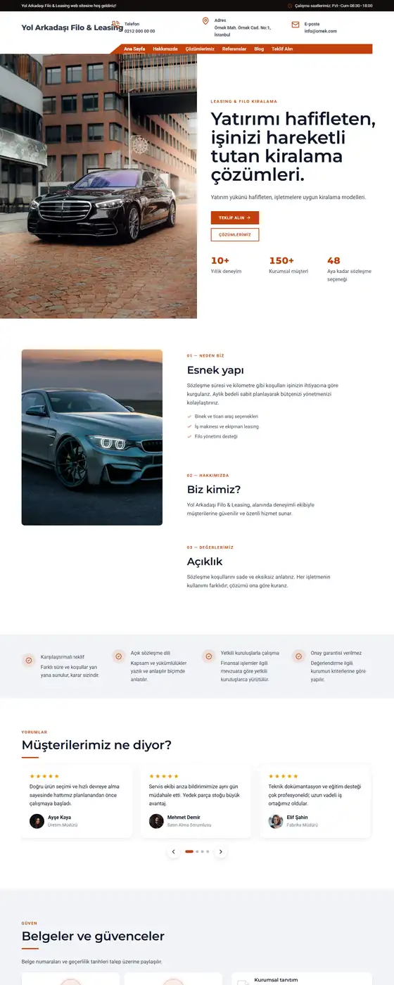 Yol Arkadaşı Filo & Leasing demo ekran görüntüsü