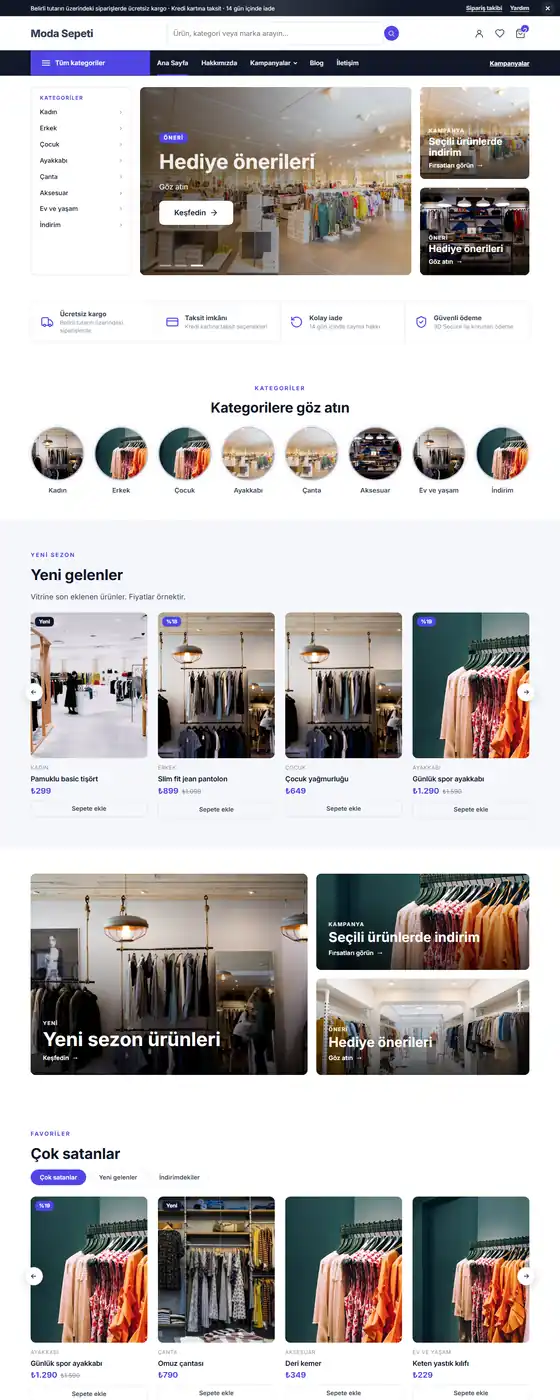 Moda Sepeti demo ekran görüntüsü