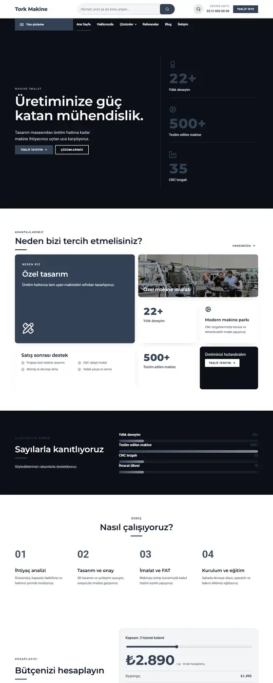 Tork Makine demo ekran görüntüsü