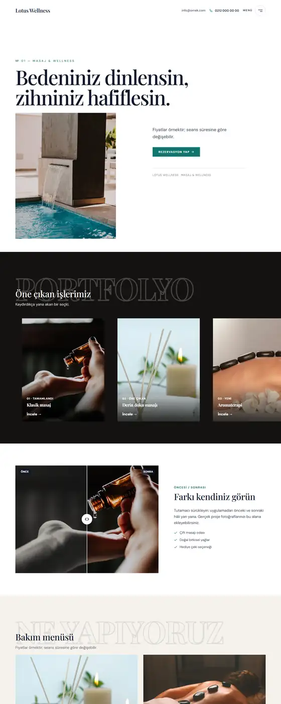 Lotus Wellness demo ekran görüntüsü