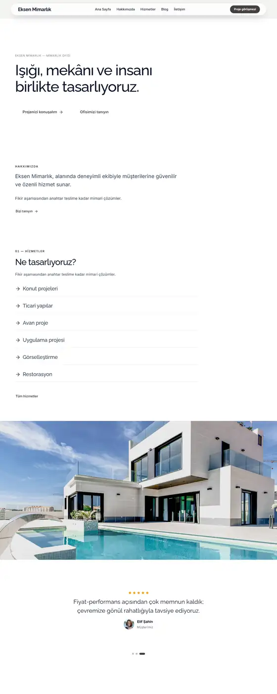 Eksen Mimarlık demo ekran görüntüsü