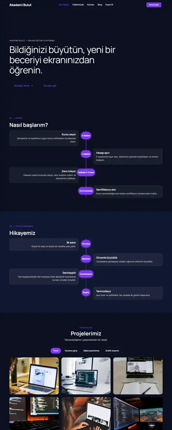 Akademi Bulut demo ekran görüntüsü