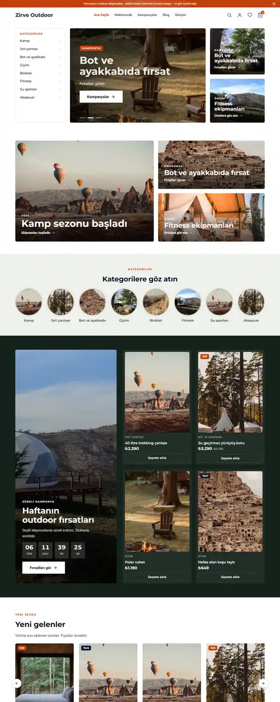 Zirve Outdoor demo ekran görüntüsü