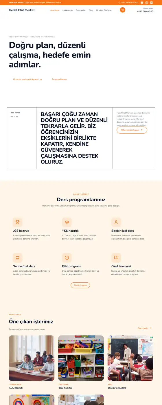 Hedef Etüt Merkezi demo ekran görüntüsü