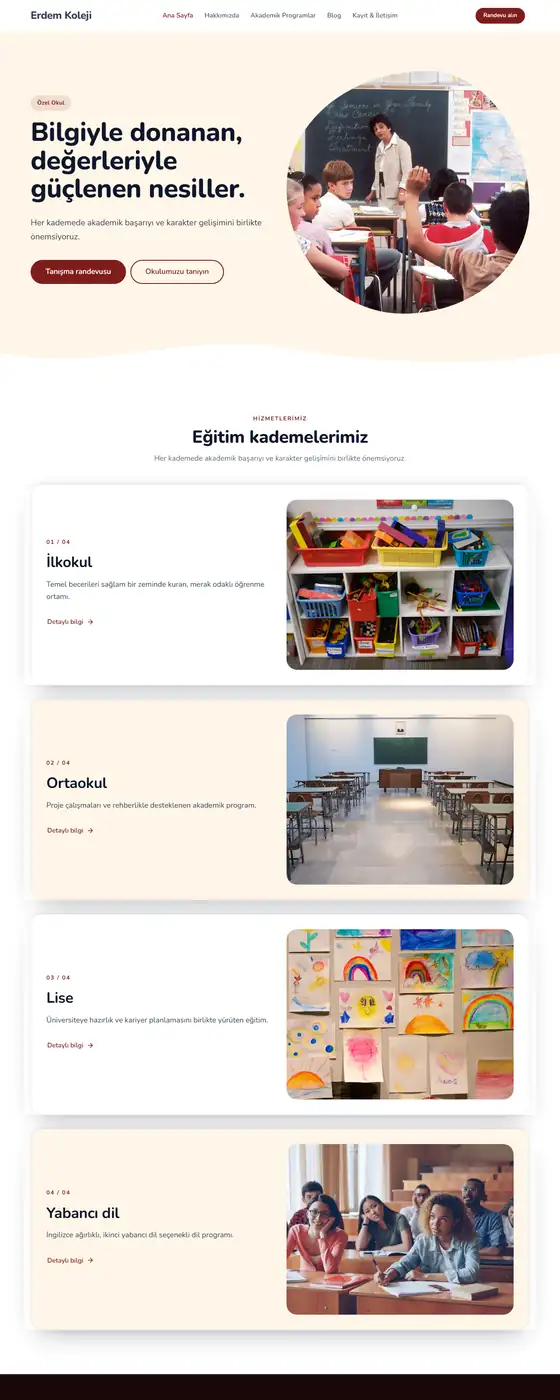 Erdem Koleji demo ekran görüntüsü