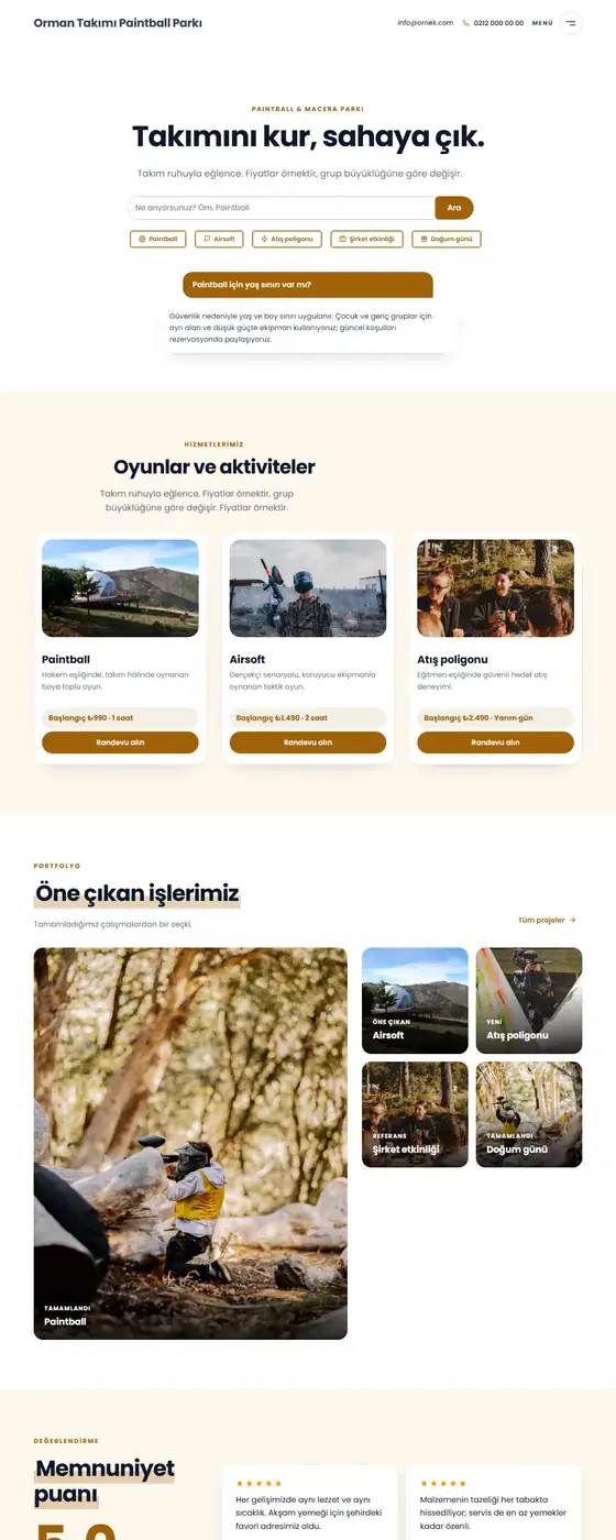 Orman Takımı Paintball Parkı demo ekran görüntüsü