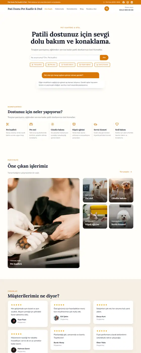 Pati Dostu Pet Kuaför & Otel demo ekran görüntüsü