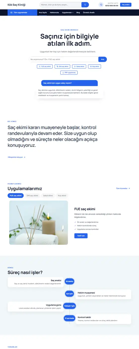 Kök Saç Kliniği demo ekran görüntüsü