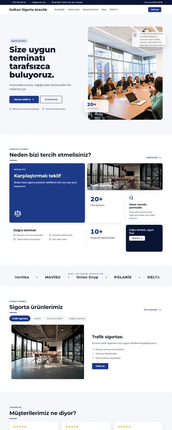 Kalkan Sigorta Aracılık demo ekran görüntüsü
