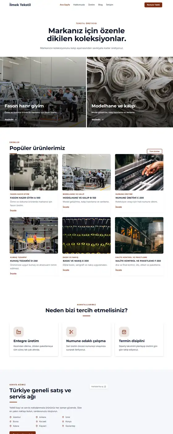 İlmek Tekstil demo ekran görüntüsü