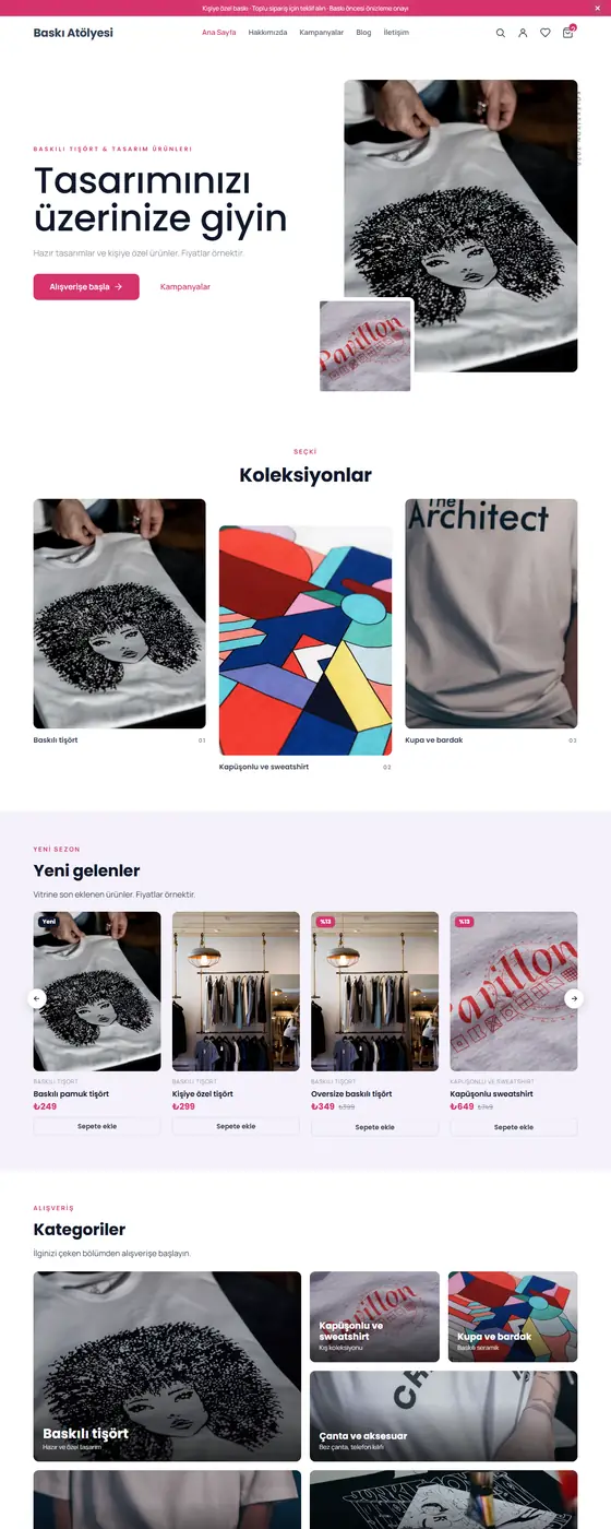 Baskı Atölyesi demo ekran görüntüsü