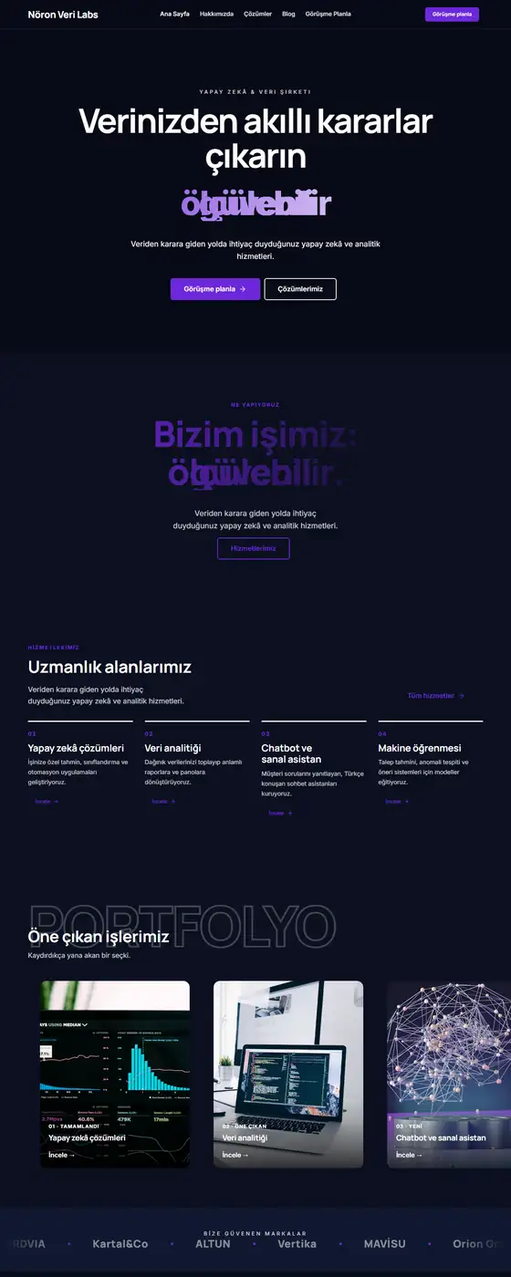 Nöron Veri Labs demo ekran görüntüsü